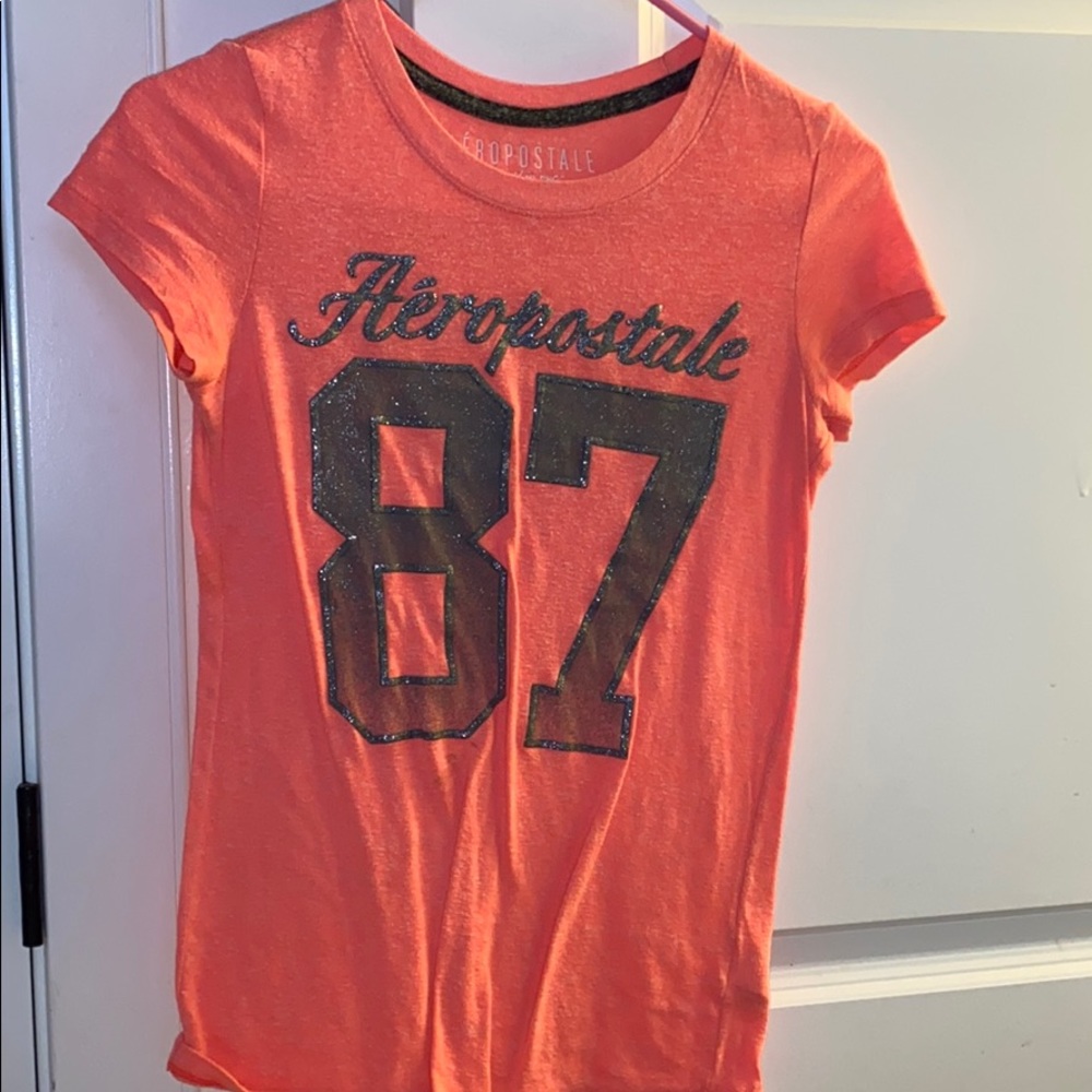coral pink aeropostale 87 tee